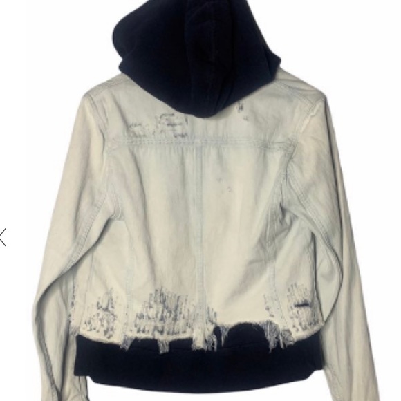 Free People Distressed Hooded Denim Jacket - Picture 4 of 7